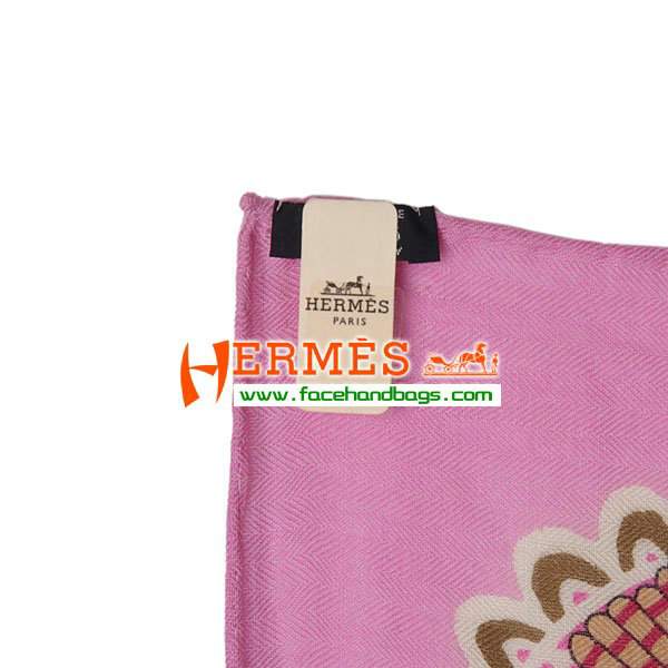 Hermes Wool Square Scarf PINK HEWOSS 140 x 140 - Click Image to Close